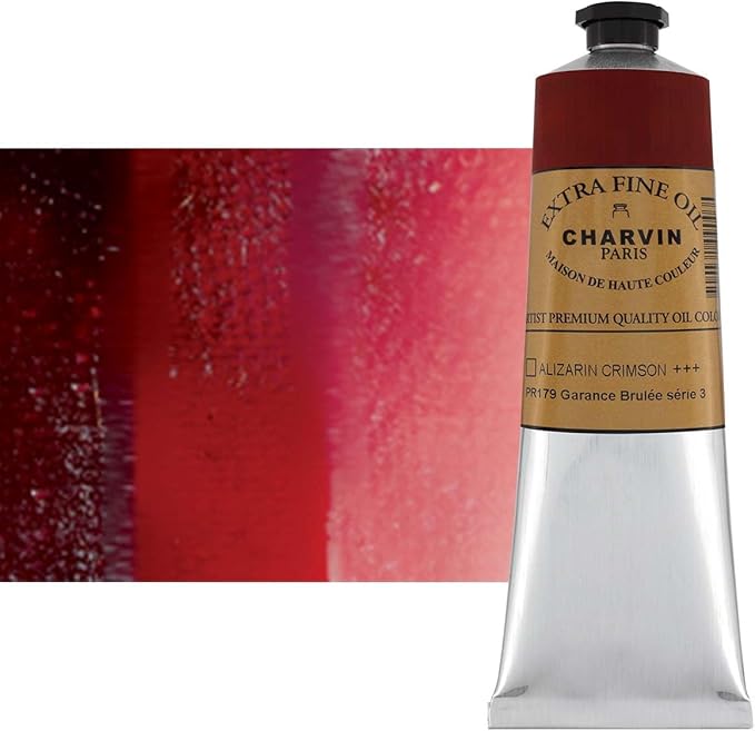 Charvin Extra Fine Oil Paint, Alizarin Crimson 150 ml - Triple-Milled, Rich Texture, Poppy Oil-Based, Light-Fast, Handmade, Archival Quality