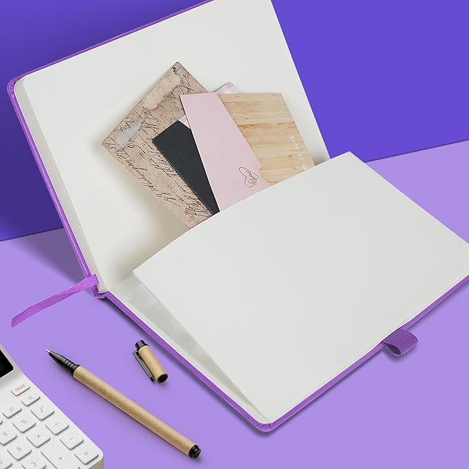 Lined Journal Notebooks for Work, Travel, College, A5 Size 100 GSM Thick Paper, Classic Ruled Journaling Notebook, Hardcover Notepad for Writing 160 Pages, 5.5 x 8.3 inch, Purple