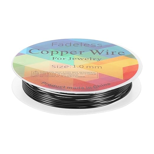HARFINGTON 5ft Jewelry Wire, 18 Gauge (1mm) Brass Craft Soft Metal Tarnish Resistant Copper Beading Wire for Jewelry Making Supplies Crafting, Black