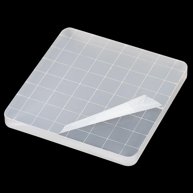 PATIKIL 3" x 3" Acrylic Stamp Block, Clear Stamping Block with Grid Lines Decorative Mounting Blocks Square for Scrapbooking DIY Crafts Card Making