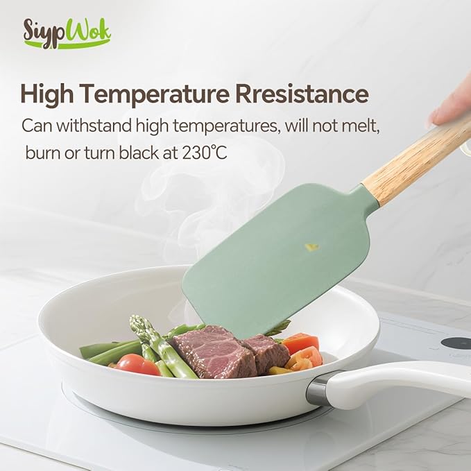 Silicone Spatula Set, Food Grade Rubber Spatula-4 Piece Nonstick Rubber Spatulas, Spoonula, Jar Scraper for Cooking, Baking, Mixing, Frosting - Heat Resistant Up to 600°F (Spatulas-Green)