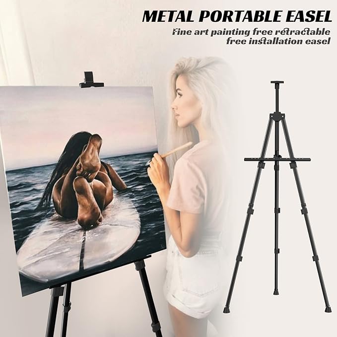 Easels for Painting Canvas, Aredy 66" Art Easel for Drawing, Portable Painting Easel Stand, Metal Table Top Easel (2 Pack)