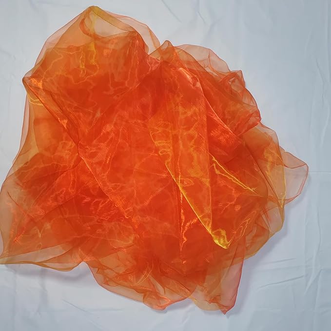 Two-Tone Iridescent Holographic Organza Fabric - 3.3 Yards | Lightweight Sheer Gauze Voile Tulle | for Dresses, Party Decor, DIY Crafts, Shiny Backdrops(Red and Yellow)
