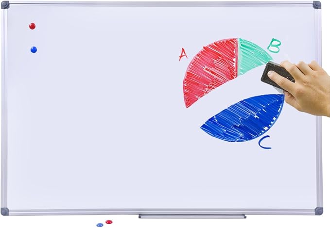 40 x 28-in Magnetic Dry Erase Board with Pen Tray| Aluminum Frame Portable Wall Large Whiteboard Message Presentation Board for Office & Classroom