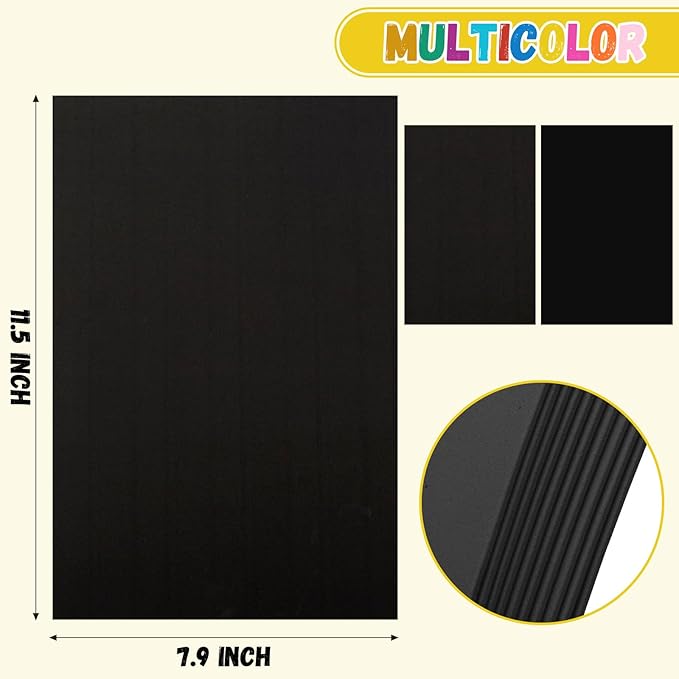 10 Pack Foam Sheets Craft 8 x 12 inch, Eva Color Foam Paper for Art Crafts Projects, Classrooms Scrapbook Gift DIY Cutters Card Party Decoration (Black)