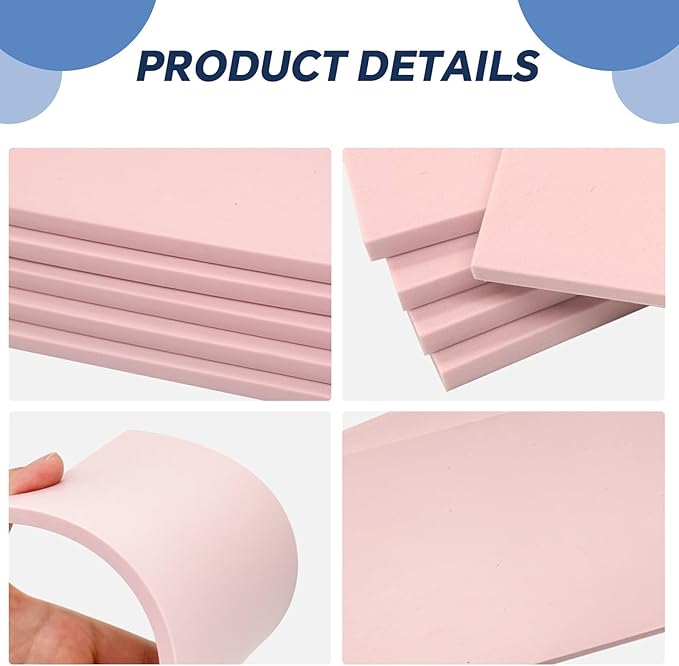 10 Pack 4"x6" Pale Pink Rubber Stamp Carving Blocks Pink Rubber Carving Blocks Linoleum Block for Stamp Maker Printmaking Supplies