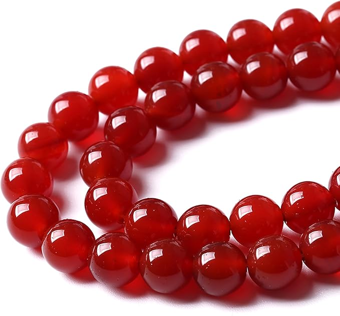 12MM 32pcs Semi-Precious Red Agate Beads Natural Stone Round Loose Beads for Jewelry Making DIY Bracelet Necklace 1 Strands 15"