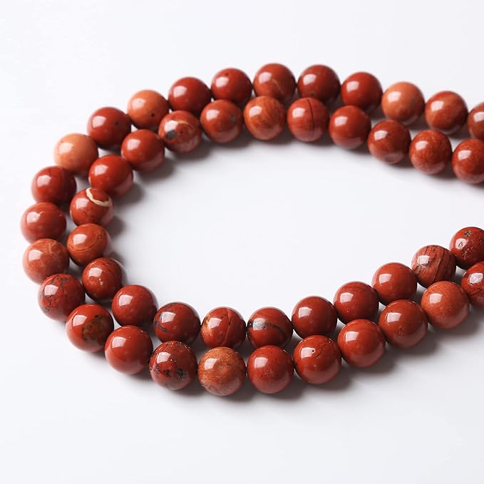 36PCS 10MM Red Jasper Stone Beads Round Loose Beads for Jewelry Making DIY Energy Healing Power Bracelet 15
