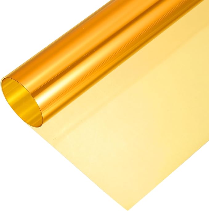 MECCANIXITY Iridescent Window Film,24" x 39" Iridescent Holographic PVC Fabric Dichroic Film Clear Vinyl Paper Roll for DIY Craft Gift Wrapping Bag Decoration,Gold