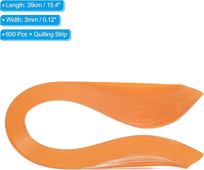 PATIKIL 600pcs Quilling Strips Paper 1/8"(3mm) 39cm Origami Paper Quilling Strip for Art DIY Hand Craft Christmas, Orange