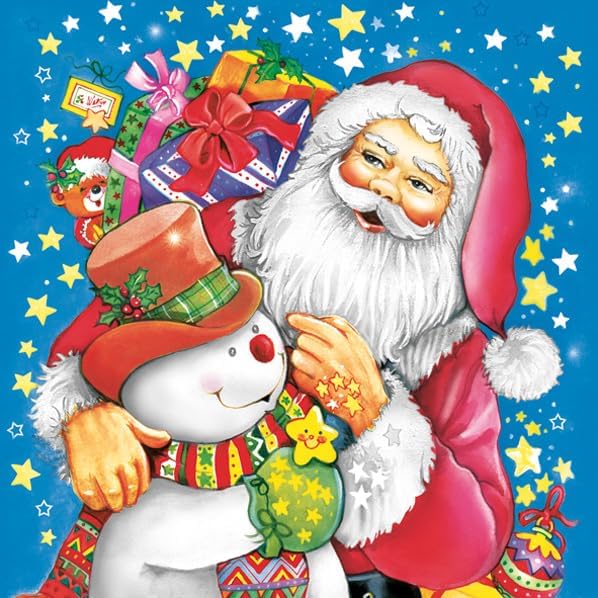 20-ct 13x13 Christmas Paper Decoupage Napkins, 3-Ply Servilletas Tissue Napkin for Dinner and Parties, Disposable Napkins (Santa Snw)