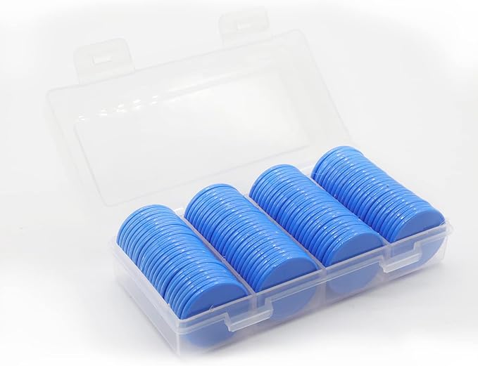 Set of 100 Opaque Plastic Learning Counters Mini Poker Chips Game Tokens with Storage Box (RoyalBlue, 1.26 Inch)