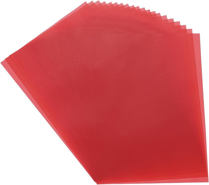 MECCANIXITY Colored Vellum Paper, 20 Sheet Deep Red Transparency 11.7 x 8.2 Printable Vellum Paper, Translucent Vellum Sheets for Printing Wedding Invitations, Ink Jet Laser Printer