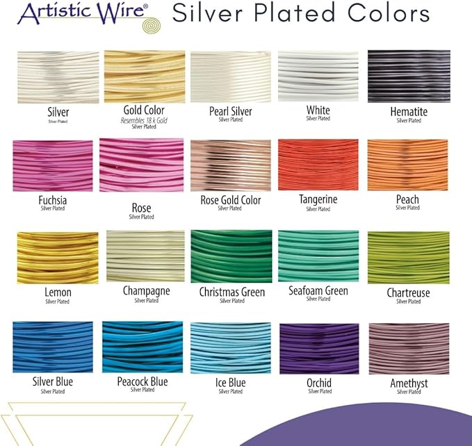 Artistic Wire, 20 Gauge Silver Plated Tarnish Resistant Colored Copper Craft Wire, Lemon Meringue, 25 ft