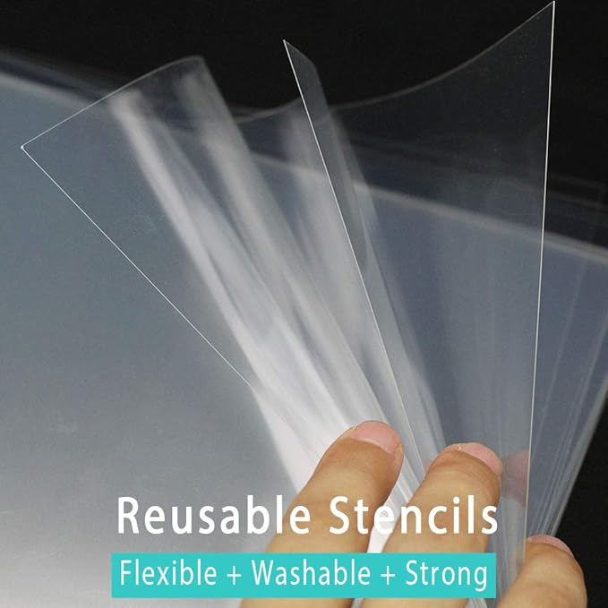 EGOSKY 26 Pack 6 Mil Mylar Sheets, 12" x 12" Clear Blank PET Blank Stencil Material, Make Your Own Stencil for Silhouette, Cricut Vinyl