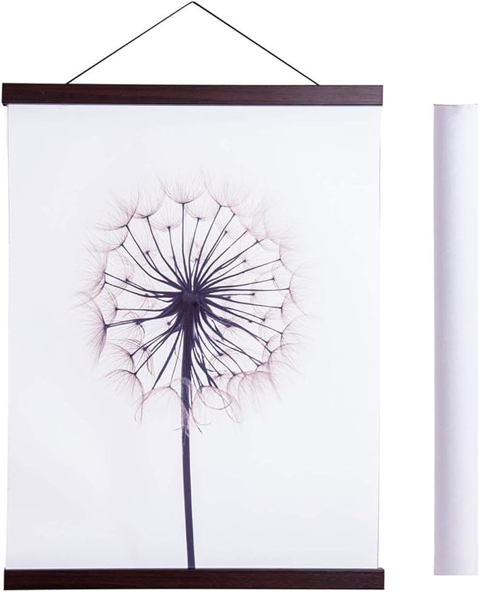 Artmag Magnetic Poster Hanger Frame, 32x24 32x40 32x48 Light Wood Wooden Magnet Canvas Artwork Print Poster Hangers Frames Hanging Kit (Walnut, 32")