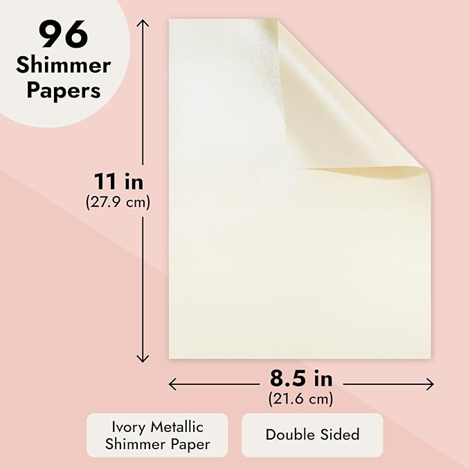 Best Paper Greetings Champagne Pearl Cardstock - 8.5 x 11 In, Double-Sided Ivory Metallic, 96 Sheets - Laser Printer Compatible - Elegant Laser Paper & Wedding Paper for Printing