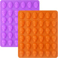 Sakolla Skull Candy Molds Silicone, 2 Pack 36 Cavity Non-Stick Halloween Gummy Molds for Chocolate, Candy, Jelly, Ice Cube, Dog Treats
