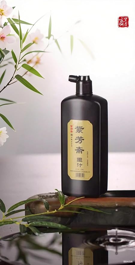 Sumi Ink, Chinese Calligraphy Ink, Black Calligraphy Ink,India and Japanese Ink (250ml (8.45oz), Black)