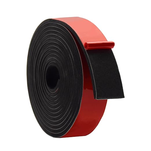 DOBTIM Solid Neoprene Rubber Strips with Adhesive Backing 1/8 (.125)" Thick x 1" Wide x 10' Long, Self Adhesive Rubber Sheets, Rolls & Strips for DIY Gaskets Crafts Pads Seals Warehouse Flooring