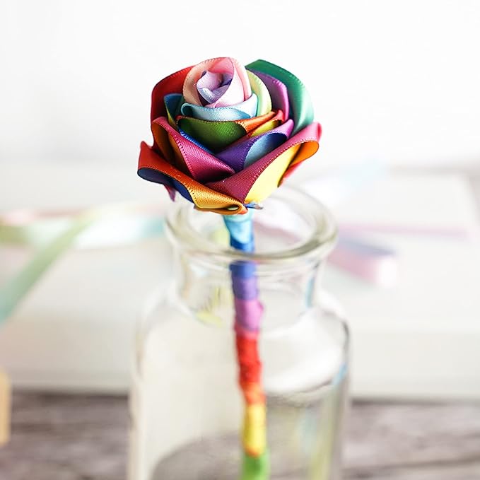 MEEDEE Satin Rainbow Ribbon 1 Inch - 25 Yards for Gift Wrapping, Birthday, Pride Party Decoration, Handmade Bows, DIY Crafts - Neon Color