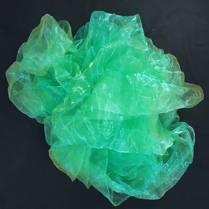 Two-Tone Iridescent Holographic Organza Fabric - 11 Yards by The Yard | Lightweight Sheer Tulle | for Wedding Dresses, Party Decor, DIY Crafts, Shiny Backdrops(Grass Green + hint of Yellow)