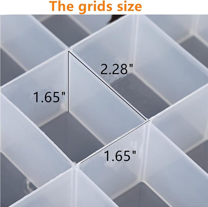 Feadily 2PCS 36 Grids Large Plastic Organizer Box with Dividers, Compartment Organizer Box for Nail Accessories/Screw/Sewing Arts and Oil Paint, Bead Storage Containers 14.9" x 9.2" x 1.9" (Clear)