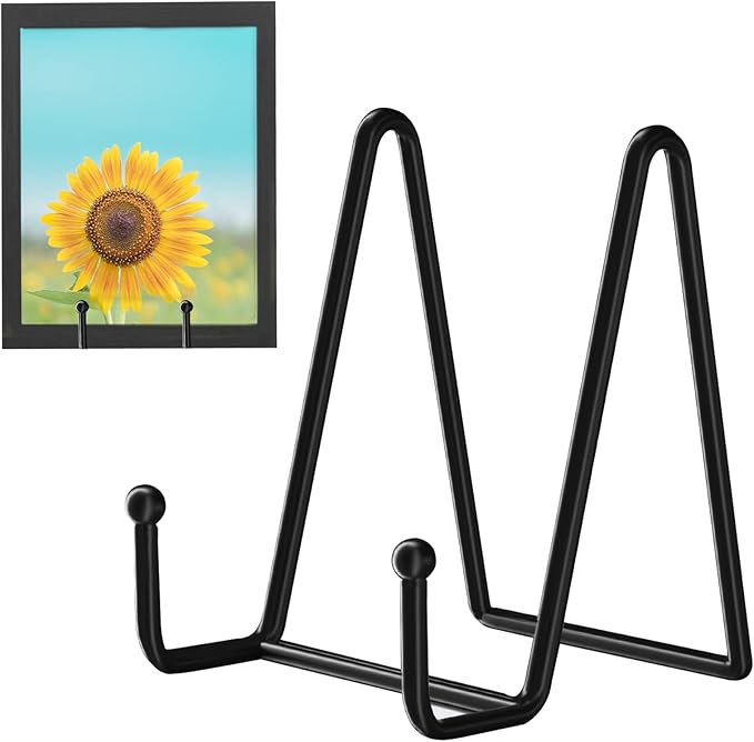 Decolore 5 Pack 4.5 Inch Display Stands Black Iron Easel for Plate Stand Plate Holder for Picture, Decorative Plate, Photo Easel, Artistic Work Display Stand, Picture Frames