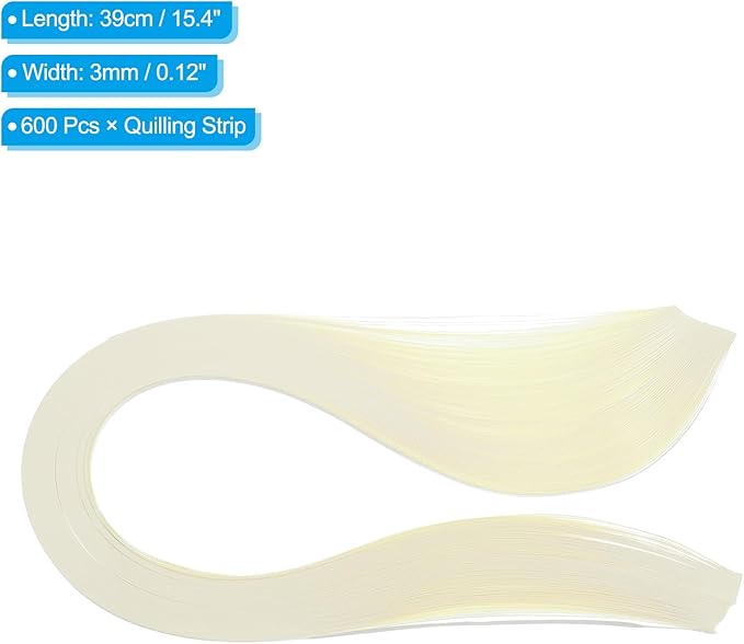PATIKIL 600pcs Quilling Strips Paper 1/8"(3mm) 39cm Origami Paper Quilling Strip for Art DIY Hand Craft Christmas, Light Yellow