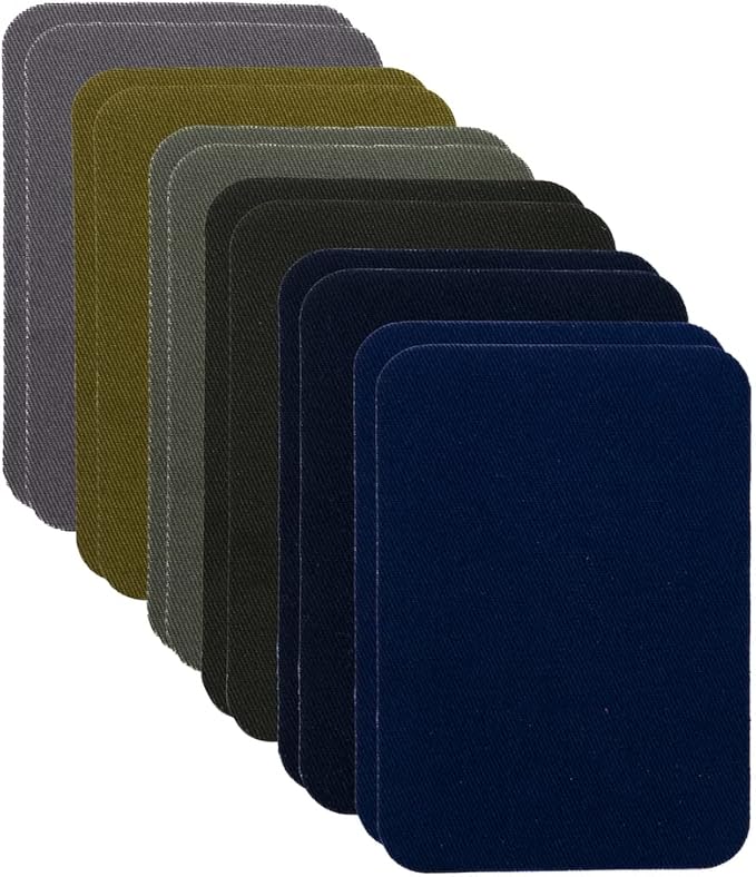 Johnson & Smith Iron On Patches - 12-Piece Iron On Patch for Clothing, Pants Repair - Adhesive Fabric Patches - Easy to Use, No Sewing Needed - Cool Rectangle Patches – Green and Navy