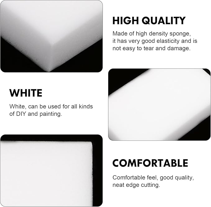 Tofficu 32 Pcs High Density Sponge Blocks for Needle Felting, DIY Crafts, Jewelry Making, and Heat Shrinkable Accessories, 3.93x2.36x3.14 Inch, White Paint Sponges