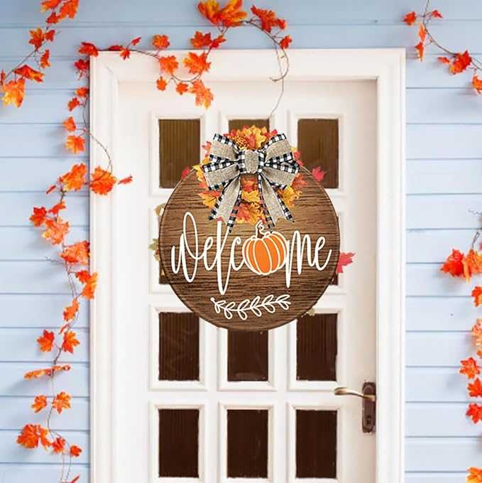 Fall Stencils for Painting on Wood 12”,Thanksgiving Stencil Round Hello Pumpkin Stencils Give Thanks Drawing Templates for Door Porch Hanger Fall Wreath Home Decor