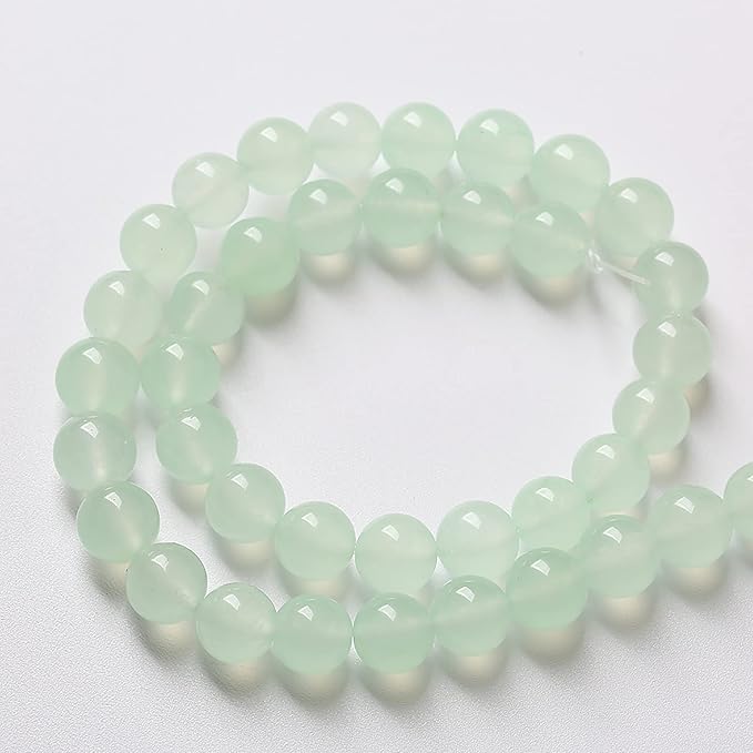 12mm 32pcs Natural Green Jade Chalcedony Beads Energy Healing Power Stone Beads for Jewelry Making Round Loose Beads DIY Bracelet 15" (Green Jade, 12mm)