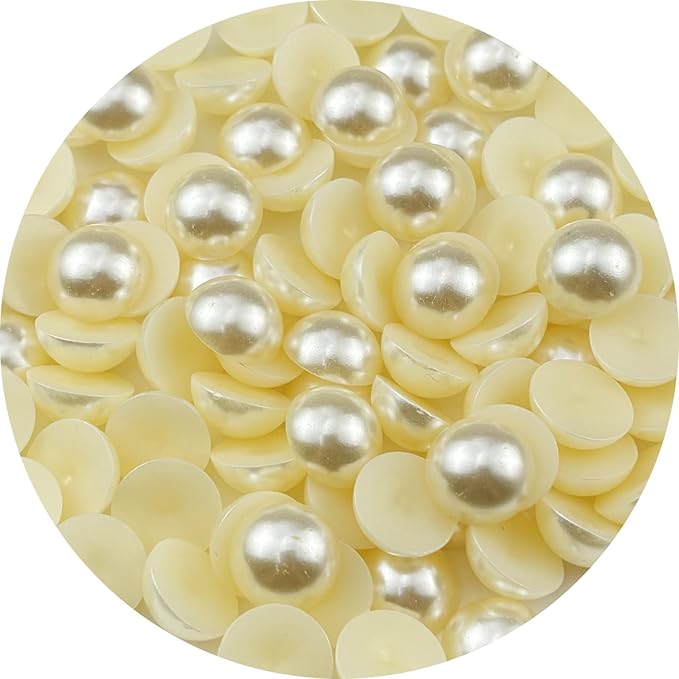 100pcs 18mm Half Pearls for Crafts Flatback Half Round Pearl Beads for Jewelry Making Nail Art Scrapbook Craft Wedding Dress Decoration(Ivory White)