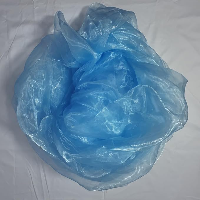 Two-Tone Iridescent Holographic Organza Fabric - 11 Yards | Lightweight Sheer Gauze Voile Tulle | for Dresses, Party Decor, DIY Crafts, Shiny Backdrops(Shimmery ICY Pale Blue)