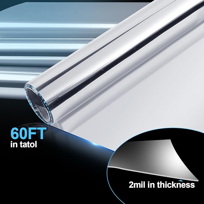 Highly Reflective Mylar Film Roll 4FT x 60FT,2 Mil Silver,for Outdoor Indoor Grow,Room Decoration,Scene Arrangement, Art Photography