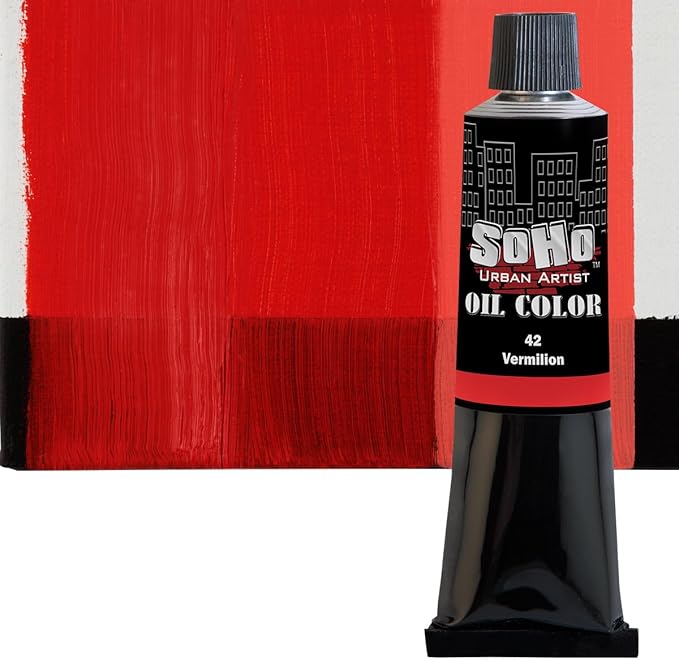 Soho Urban Artist Oil Paint - Vermilion, 170 ml Tube - Best Valued Oil Colors for Painting, Excellent Pigment Load