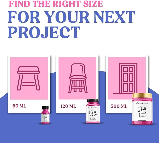 GRANOTONE Chalk Paint for Furniture, Matt-Finish Water-Based Acrylic Paint for Wood, Walls, Metal, Glass, Paper, Fabric Canvas, Maximum Coverage Chalk Paint for Kids & Adults, 500 Ml (RED)