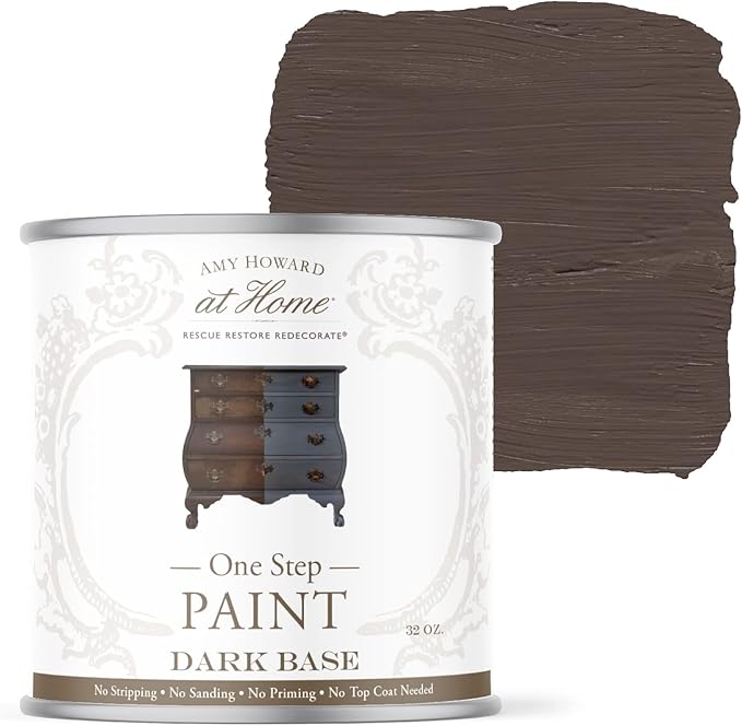 AMY HOWARD AT HOME Chalk-Based One Step Paint for Furniture, Cabinetry, Decor, Finish, and More | No Stripping, Sanding, or Priming | Dark Base | 32 Ounce | Windsor