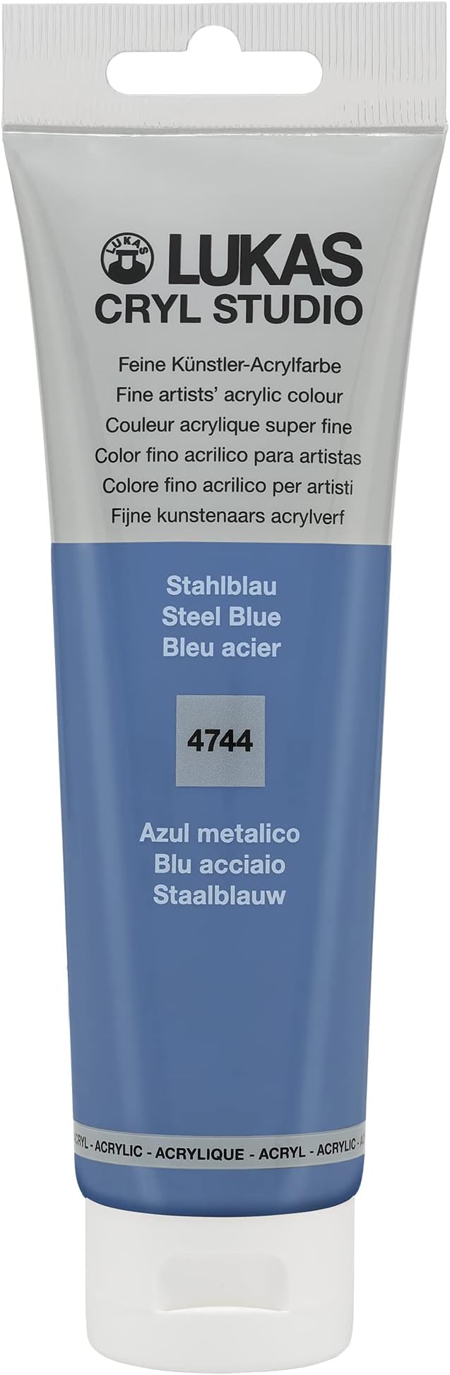 Lukas CRYL Studio Artist Acrylic Paint, Steel Blue, 125 ml Tube - High Pigment Acrylic Paints for Canvas Painting, Large Scale Works - Medium-Viscosity, Water-Mixable, Fast Drying