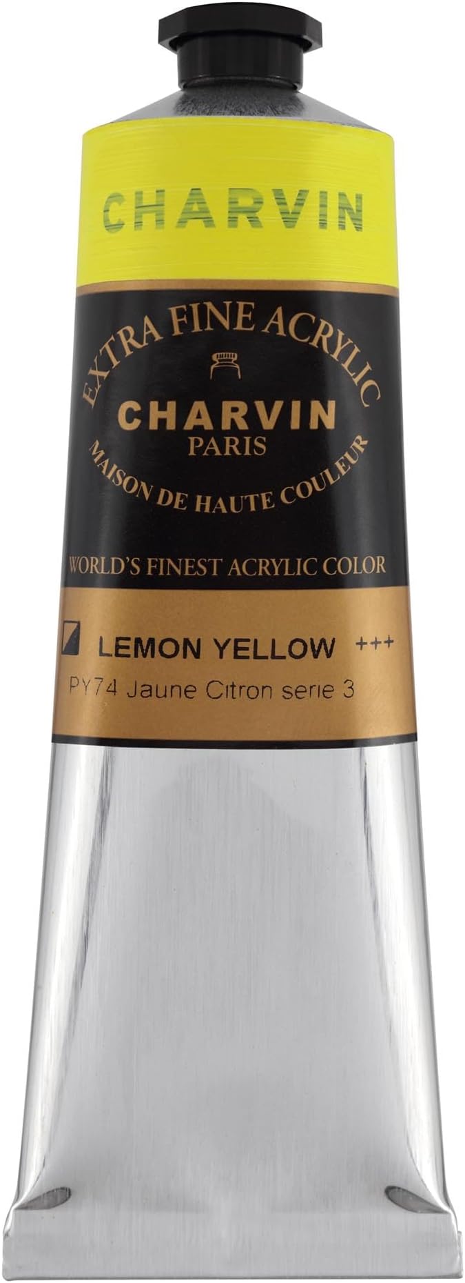 Charvin Extra Fine Professional Acrylic Paint - Lemon Yellow, 150ml Tube, Triple-Milled, Lightfast Pigments, Open Stock Artist Acrylic Paints in Nature-Inspired Hues