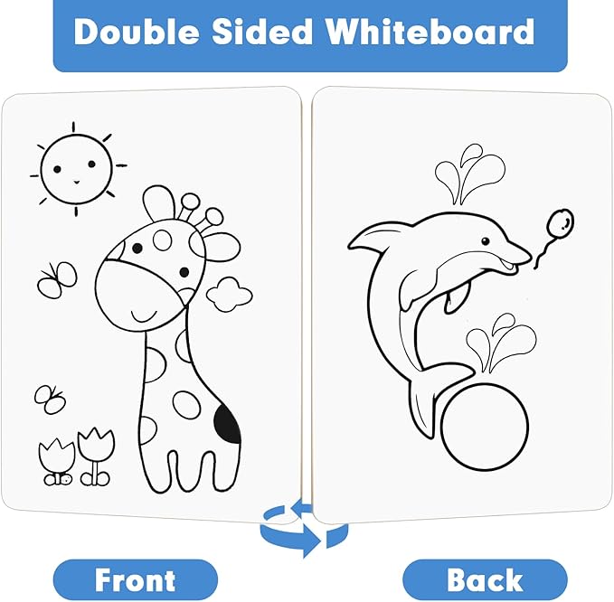 Dry Erase Lapboards, HERKKA 15 Pack Double Sided Small Dry Erase Whiteboards 9 x 12.5 Inch with 15 Erasers, Small Dry Erase Boards for Classroom Teacher Supplies, Personal White Boards for Students