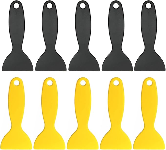 10pcs Plastic Spatula Paint Scrapers, Flexible Resin Scraper Putty Knife Air Bubble Remover Sticker Installation Tool for 3D Printing Resin Removal Spackling Patching Decal