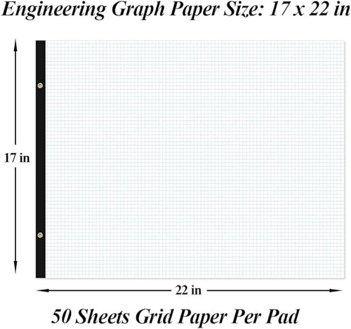 (2-Pack) Large Engineering Graph Paper - 22" x 17" Grid Paper, 100 Sheets/200 Pages, 4"x4" Grid Pad, Giant Drafting Pad Sketching Graph Paper for Engineer Architect Designer Mathematician Draftsman