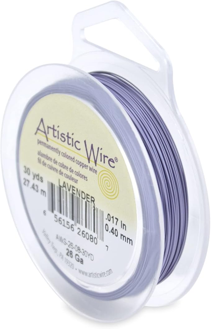 Artistic Wire, 26 Gauge Tarnish Resistant Colored Copper Craft Wire, Lavender, 30 yd