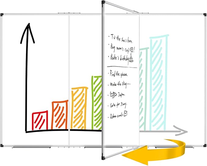 XBoard 118 x 48 Inch Magnetic Dry Erase Board, Oversized Foldable Whiteboard with Marker Tray 10' x 4' | Aluminum Frame