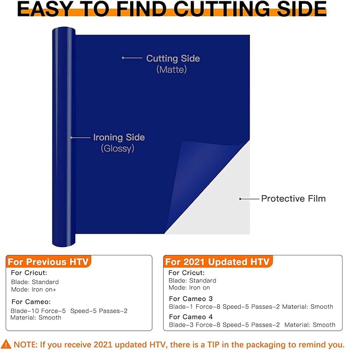 HTVRONT HTV Vinyl Rolls Heat Transfer Vinyl - 12" x 8ft Blue HTV Vinyl for Shirts, Iron on Vinyl for All Cutting Machine - Easy to Cut & Weed for Heat Transfer Design (Navy Blue)
