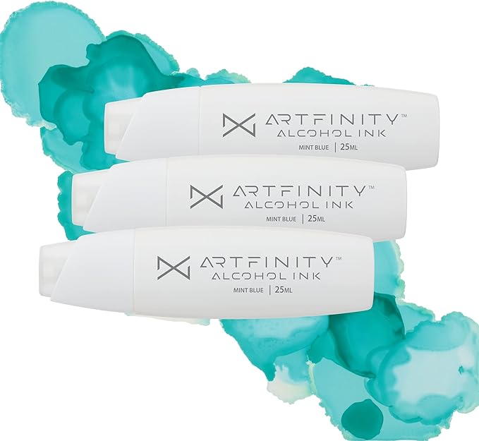 Alcohol Inks 3 Pack - Vibrant, Professional, Dye-Based Alcohol Inks for Artfinity Alcohol Markers, Artists, Drawing, & More! - Mint Blue BG1-3