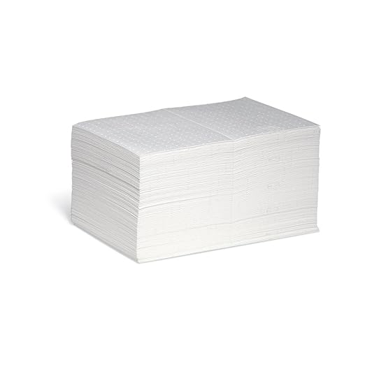 PIG Oil-Only Absorbent Mat Pad | Pack of 100 Mediumweight Oil Pads | Absorbs Oil | 23 oz Absorbency | 20" L x 15" W | MAT455