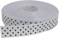 Polka Dot Grosgrain Ribbon 25 Yard Each Roll 100% Polyester (5/8", White)